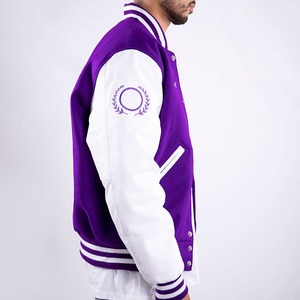 Veste universitaire de qualité supérieure à manches en cuir noir de couleur vive pour hommes - Product Image 3