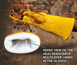 Gants de soudage en cuir de vache fendu résistant à la chaleur extrême - Product Image 5
