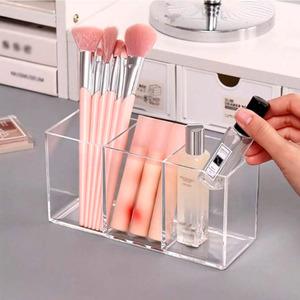 Multifunctional <b>Makeup</b> Organizer <b>Brush</b> Spice Rack Pen <b>Holder</b> Transparent - Assorted Colors - Product Image 2