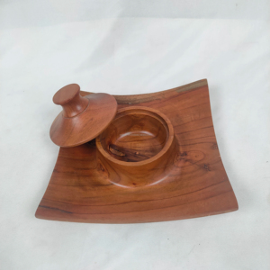 Plat de service en bois de style européen écologique avec bol, artisanat en bois pour les fêtes, la cuisine et le camping - Product Image 1