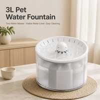 Fontaine à eau intelligente ronde pour animaux de compagnie, distributeur d'eau automatique de 3L, pompe à eau réglable, bol amovible pour chats et chiens