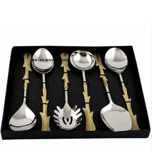 Ensemble de couverts en or réutilisables de luxe royal en acier inoxydable de haute qualité ensemble de 4 pièces de couverts avec boîte-cadeau en acier miroir - Product Image 4