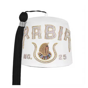 Sombrero Masónico de Alta Calidad, Fieltro de Lana Rojo, Sombrero Masónico Tradicional, Gorra Ceremonial de Francmasonería - Product Image 1