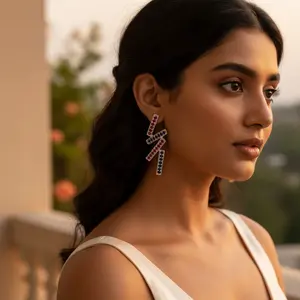 Pendientes Colgantes de Plata 925 con Rubí, Zafiro, Esmeralda, Perla de Agua Dulce y Diamante, Diseño Floral, para Fiestas de Mujeres - Product Image 3