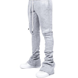 Pantalones de chándal informales de cintura alta para hombre, pantalones de chándal acampanados con logotipo personalizado, Pantalones rectos de diseño plano, ropa de calle, cintura elástica Cargo - Product Image 2