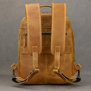 กระเป๋าเป้สะพายหลังใส่แล็ปท็อปหนังแท้พรีเมี่ยมสไตล์วินเทจ2025ทำงานสำนักงานจัดระเบียบธุรกิจทนทานมีซิปแบบพกพา - Product Image 4
