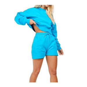 High Quality New Style Custom Logo OEM Solid Color Oversized <b>Ladies</b> Hoodies Women Sweatshirt <b>Shorts</b> - Product Image 4