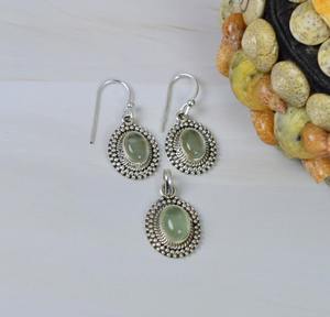 Green Prehnite 925 Sterling Silver Gemstone Pendant Earring <b>Set</b> <b>Jewelry</b> June Birthstone Pendant Earring <b>Set</b> <b>Jewelry</b> Gift for Her - Product Image 3