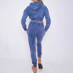 Conjunto de Sudadera Corta y Pantalones Cortos de Invierno con Lavado Ácido Personalizado 2026, Talla XL, Trajes Deportivos de Invierno para Mujer con Patrón Sólido - Product Image 6