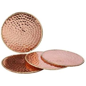 Dessous de verre en cuivre martelé fait à la main ustensiles de cuisine et tapis de restaurant de taille personnalisée dernière utilisation d'articles de fête - Product Image 5