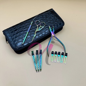 Kit d'extension de cheveux plasma multicolore avec pinces métalliques longues en acier inoxydable et pinces multifonctionnelles, y compris des ciseaux à boucles - Product Image 4