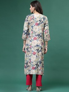 Ensembles de Kurta d'été en rayonne brodés de fleurs, coupe droite, style traditionnel indien, prêts-à-porter pour femmes, vente en gros - Product Image 4
