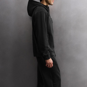Sweat à capuche pour homme à manches longues avec logo personnalisé, vêtement décontracté, couleur unie avec fermeture éclair, tissu respirant de haute qualité avec capuche - Product Image 4