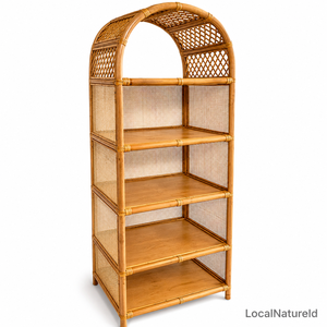 Estantería Moderna Artesanal de Ratán Tejido en Forma de Arco con 5 Estantes para Sala de Estar, Mueble de Almacenamiento y Exhibición de Macetas - Product Image 4