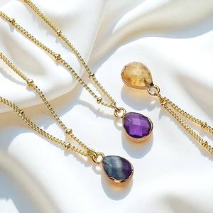 Collar con colgante galvanizado de oro con piedras preciosas de fluorita de pera de plata 925, joyería para mujer, regalo de joyería de Navidad - Product Image 4