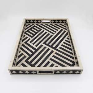 Plateau classique d'incrustation d'os de DESGINE avec motifs floraux Plateau de service d'incrustation d'os - Product Image 3