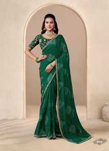 Pure Georgate Saree con estampado Bandhani All Over Saree Georgette Bandhani Saree con intrincado diseño de encaje - Product Image 3