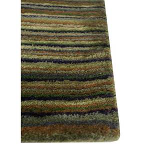 Alfombra de Lana y Viscosa Hecha a Mano Acar Green, Estilo Clásico a Rayas para el Hogar, Pasillo, Tejido Plano con Técnica Jacquard de 10 mm para Adolescentes - Product Image 4