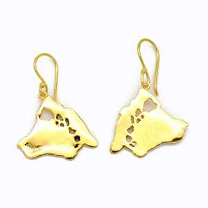 Pendientes Colgantes de Estilo Moderno con Mapa de la Isla de Hawái en Oro, Pendientes Grandes de Latón con Diseño de Isla Hawaiana para Mujer, Venta al por Mayor - Product Image 1