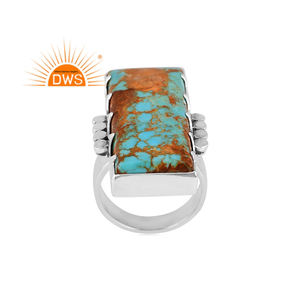 Best quality <b>oxidized</b> sterling silver Natural Kingman Turquoise gemstone statement ring custom jewelry manufacturer - Product Image 1