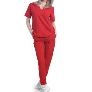 Uniforme d'infirmière personnalisé à la mode de tulipe, nouveaux uniformes à fermeture éclair de couleur rouge, ensembles d'hôpital de soins infirmiers pour femmes - Product Image 6