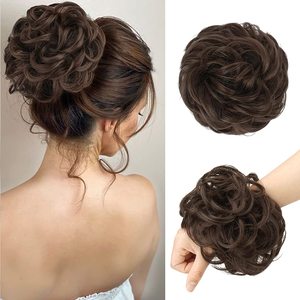 <span class=keywords><strong>Chignon</strong></span> bouclé naturel et volumineux en gros, <span class=keywords><strong>chignon</strong></span> désordonné, cheveux synthétiques avec attache en élastique pour les mariages - Product Image 1