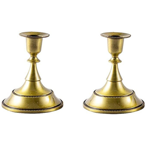 <b>Brass</b> <b>Candlestick</b> <b>Holder</b> Set of 2 Durable Home Christmas Party Decoration Metal Taper Candle <b>Holders</b> Gold Finish - Product Image 1