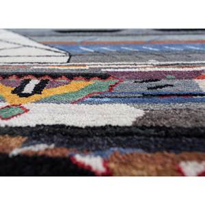 Tapis en laine et soie de bambou noué à la main, design bohème gris et noir, modèle Les-1626 - Product Image 3