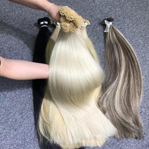 Fábrica al por mayor VQ Hair Bella Modelo 100% Extensiones de cabello humano Remy vietnamita Doble dibujado Raw Virgin Punta plana Queratina - Product Image 5