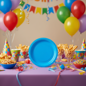 Piatti di carta blu Party Love da 17 cm usa e getta per feste, confezione da 12 pezzi - Product Image 3