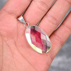 Colgante de Topacio Místico, Plata de Ley 925, Colgante de Piedra Preciosa Hecho a Mano, Collar de Joyería, Regalo para Ella, Joyería de Topacio Místico - Product Image 2