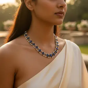 Collar de Plata de Ley con Zafiro y Piedras Preciosas, Colgantes y Dijes Finos, Joyería para Mujer - Product Image 3