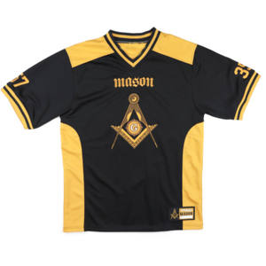 Maillot de football Mason 100% polyester noir |   Broderie du logo de l'équipe devant/arrière/sur les épaules |   Short pour homme, anti-humidité, UPF 50+ - Product Image 1