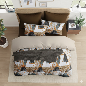 Parure de lit en coton lavé imprimé de luxe, vente en gros d'usine, durable, respirante, douce, draps et taies d'oreiller, usage domestique, toutes saisons, 200TC - Product Image 2