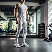 Leggings de Compresión para Hombre, Spandex/Poliéster, Pantalones Ajustados para Entrenamiento y Fitness, Secado Rápido, Transpirables, Antibacterianos, Protección UV
