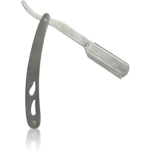 Rasoir de barbier à bord droit en acier inoxydable et 10 lames en acier inoxydable - Product Image 1