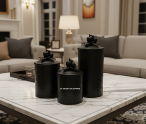 Ensemble de boîtes de conservation de luxe en acier inoxydable noir martelé à la main avec couvercle à boucle, style européen, pour la conservation de la fraîcheur dans la cuisine domestique - Product Image 2