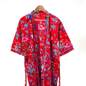 100% Verano Indio hecho a mano largo estampado Floral Boho señoras Kimono bata vestido Casual tamaño libre - Product Image 1
