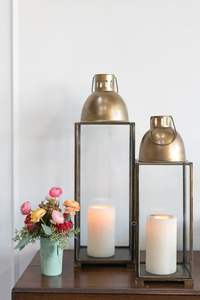 Nouveau Design élégant métal T lumière bougeoir lanterne cadre doré lumière de noël à la main bougie décoration lanterne - Product Image 3