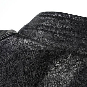 Veste en cuir pour homme, col montant, logo sur le devant, fermeture éclair, imperméable et écologique, respirante, mode d'hiver, best-seller, prix bas - Product Image 5