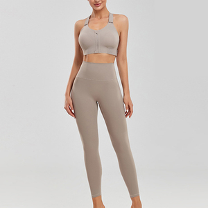 Deportes activos para mujer 2 piezas gimnasio Fitness Yoga traje transpirable y ligero patrón sólido entrenamiento Yoga conjuntos - Product Image 3