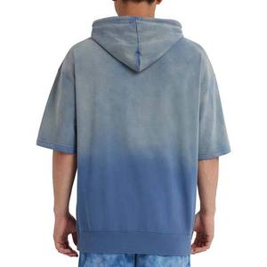 Sudaderas con capucha de manga corta de gran tamaño con bolsillos de canguro básicos Tie Dye de alta calidad impreso 100% algodón pulóver sudaderas con capucha para hombre OEM - Product Image 3