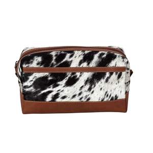 Longhorn Tooled Leather & Black/White Cowhide Fringe Shoulder Bag Handcrafted Western Style Genuine Hair-on-Hide Leather - Product Image 3