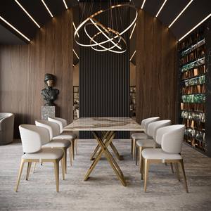 Chaises de salle à manger contemporaines en similicuir blanc et or avec pieds en métal - Meubles pour la maison - Product Image 3