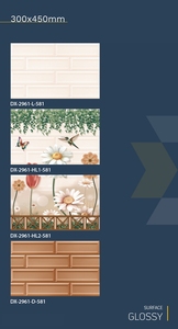 CARREAUX MURAUX NUMÉRIQUES 300X450mm IMPRIMÉS FLEUR AVEC COULEUR CONCEPTÉE DARK CLAIR ET COULEUR PLUS LÉGÈRE FAMILIUR - Product Image 2