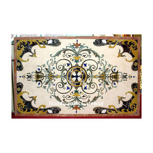 โต๊ะกาแฟและชาทำมือทรงสี่เหลี่ยมบนบรรจุภัณฑ์ส่งออกชั้นสูงโต๊ะหินอ่อนสีขาวหลากสีทำด้วยมือผลิตในอินเดีย - Product Image 1