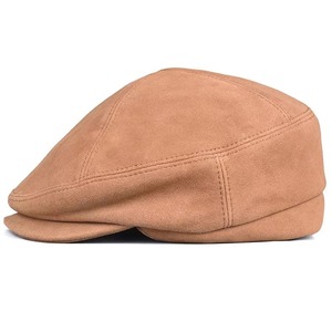 Chapeau Gatsby en cuir véritable pour hommes, béret décontracté à bord court de couleur jaune grain de café-Hombre Boina - Product Image 3