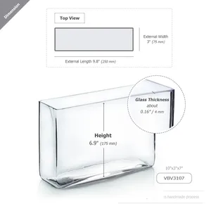 VBV3107 - Vase rectangulaire en verre - 3 x 10 x 7 - Product Image 1