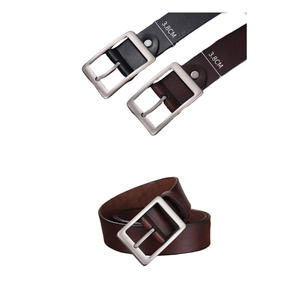 เข็มขัดลำลองหนังสีดำวินเทจของผู้ชายเข็มขัดหนังแท้100% - Product Image 4