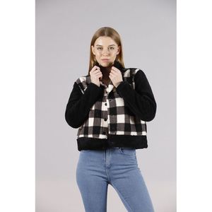 Veste en polaire à boutons-pression pour adultes - Motif écossais noir élégant, vêtement d'extérieur chaud pour commandes en gros - Product Image 4